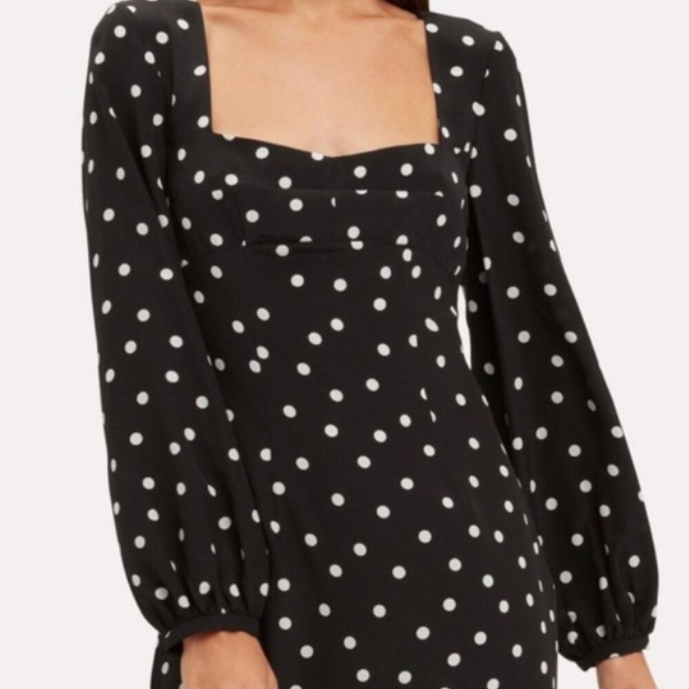 Intermix 100% Silk Long Sleeve April Polka Dot Dress XS $325 - Picture 6 of 14